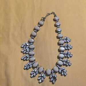 J. Crew White Cabochon and Clear Crystal Collar Necklace